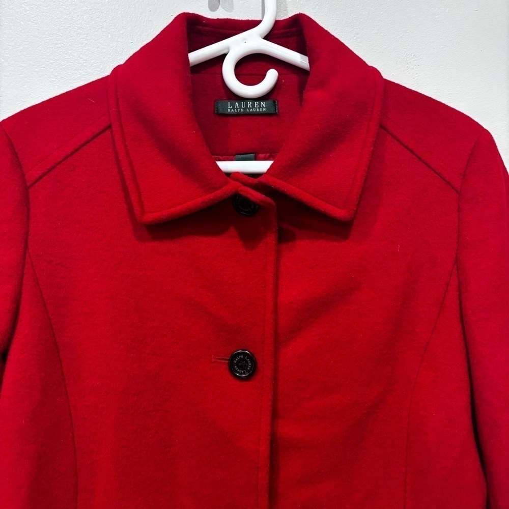 Lauren Ralph Lauren Wool Blend Coat Jacket Red Women’s Size 12 - Picture 3 of 16
